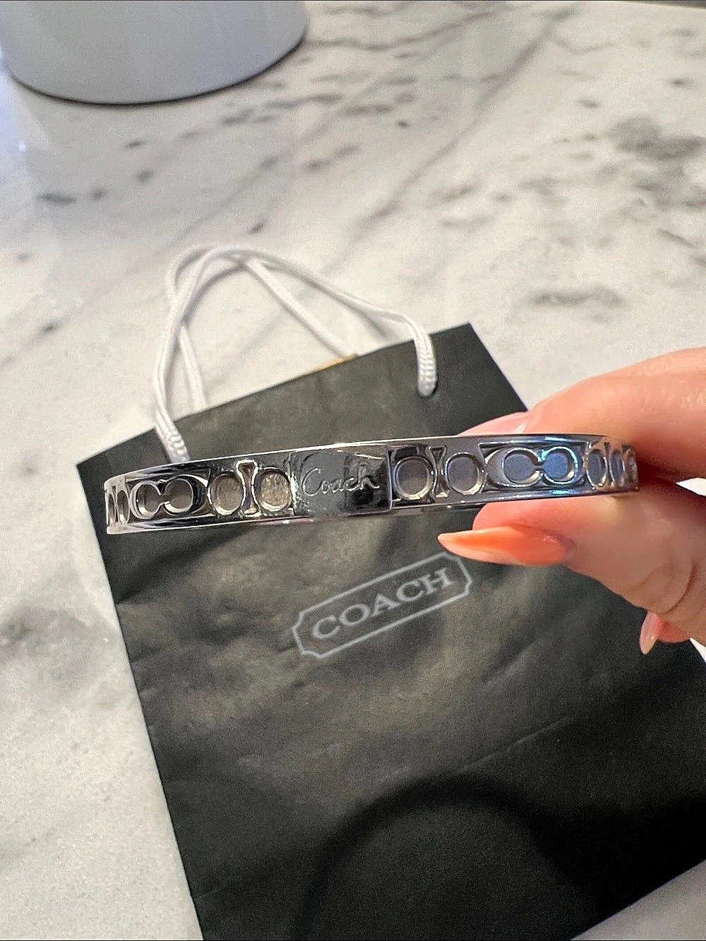 Coach Signature C Bangle Silver EUC